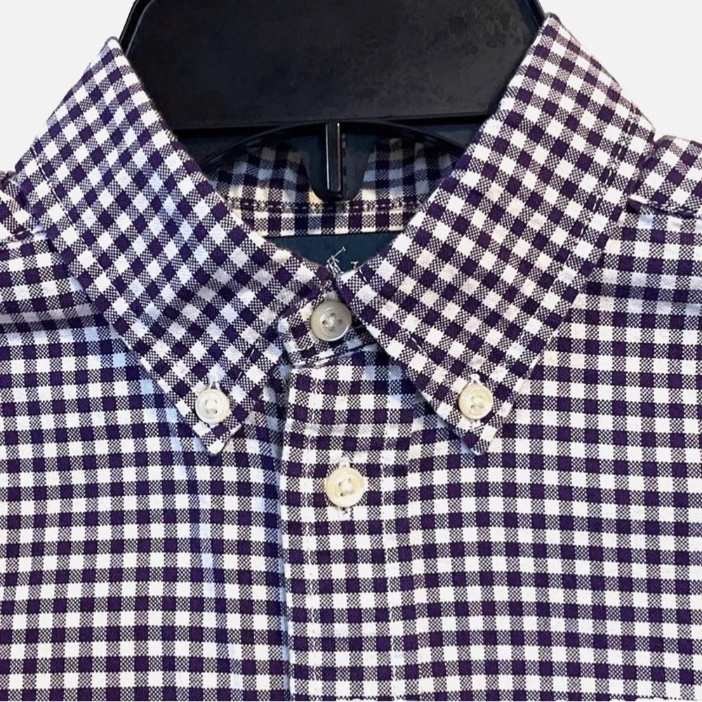Ralph Lauren Boys Button Down Shirt Size 6 Purple White Gingham Pony Logo